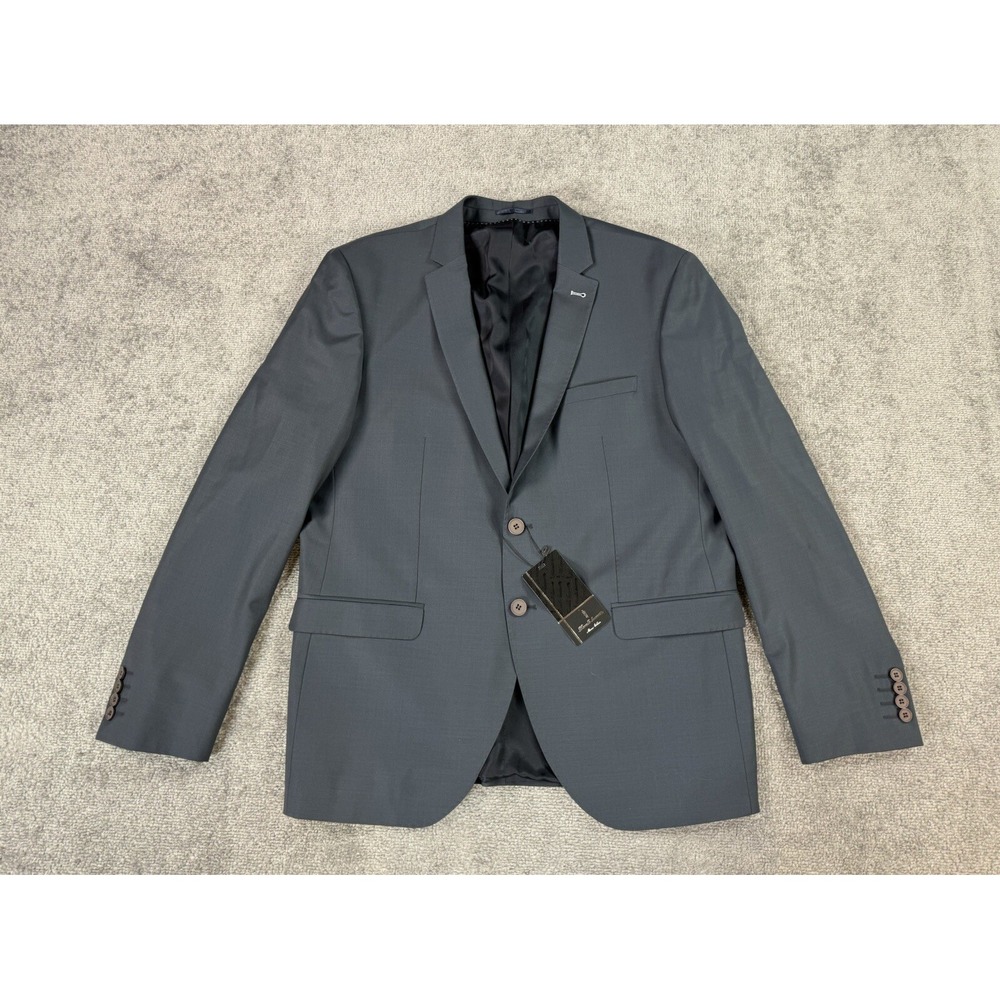 NWT Marcello Luciano Suit Jacket Mens 46 R Blue Wool Designer Mono Yaka Italy